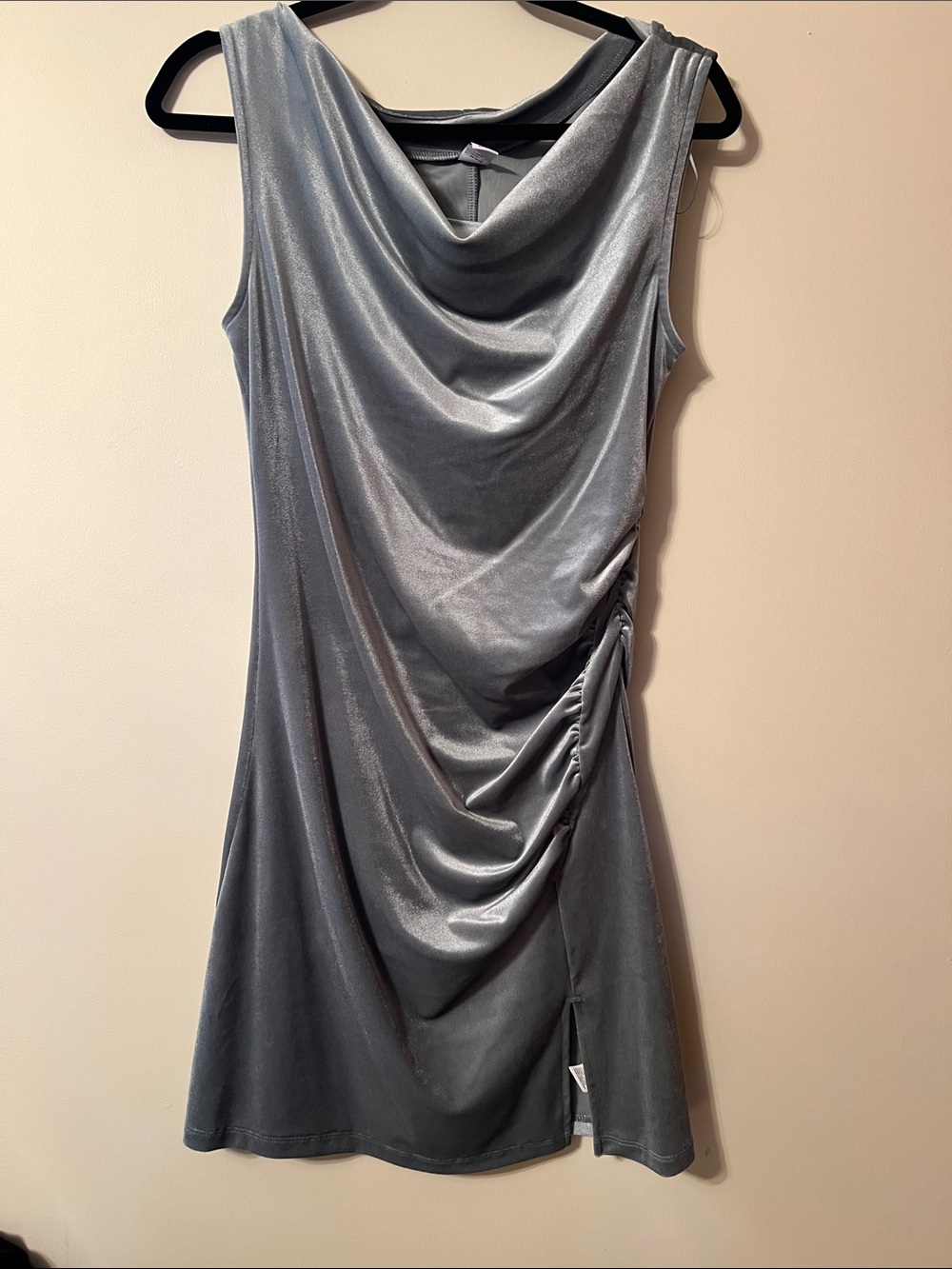 Old Navy Silver Draped Cowl Mini Dress